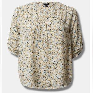 EUC torrid plus size 3 Harper Georgette Pullover 3/4 Sleeve Blouse ditsy floral